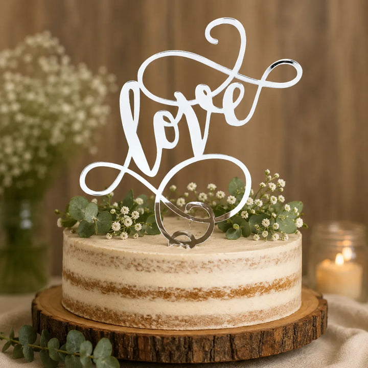 Cake Topper Love Argenté