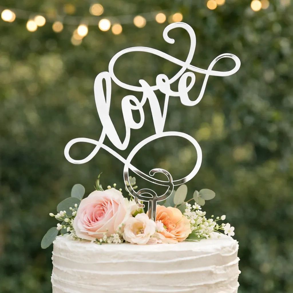 Cake Topper Love Argenté Unique