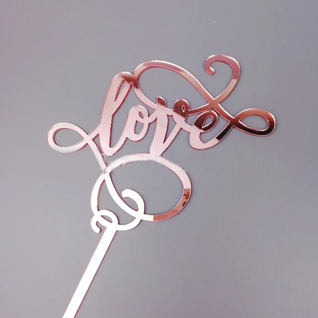 Cake Topper Love Rose Gold Chic