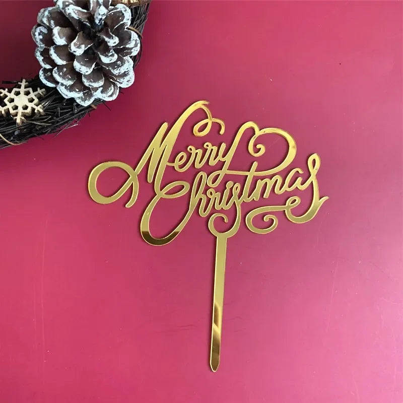 Cake Topper Merry Christmas Chic