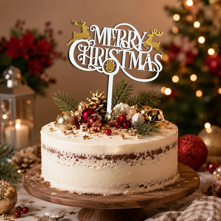Cake Topper Merry Christmas Design