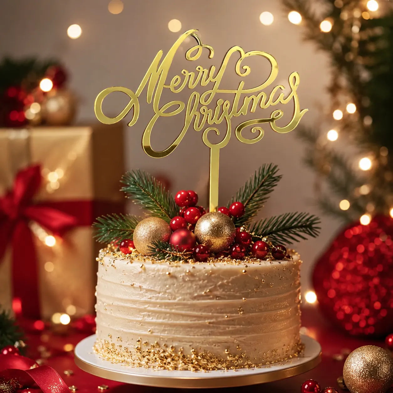 Cake Topper Merry Christmas Unique
