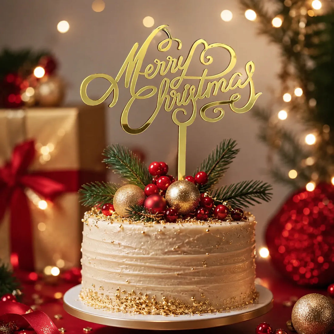 Cake Topper Merry Christmas Unique