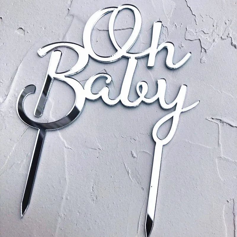 Cake Topper Oh Baby Argenté Chic