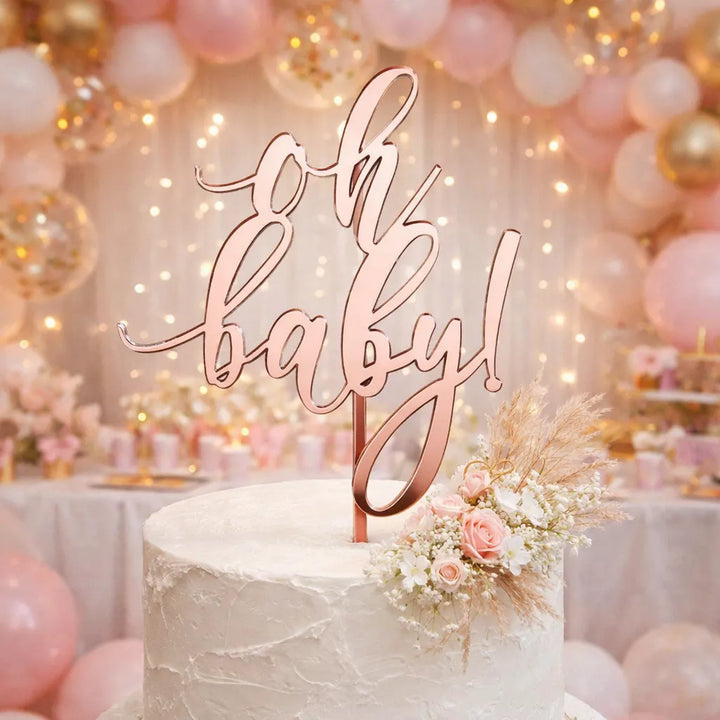 Cake Topper Oh Baby Rose Gold