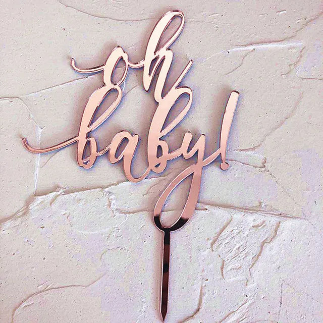 Cake Topper Oh Baby Rose Gold Chic
