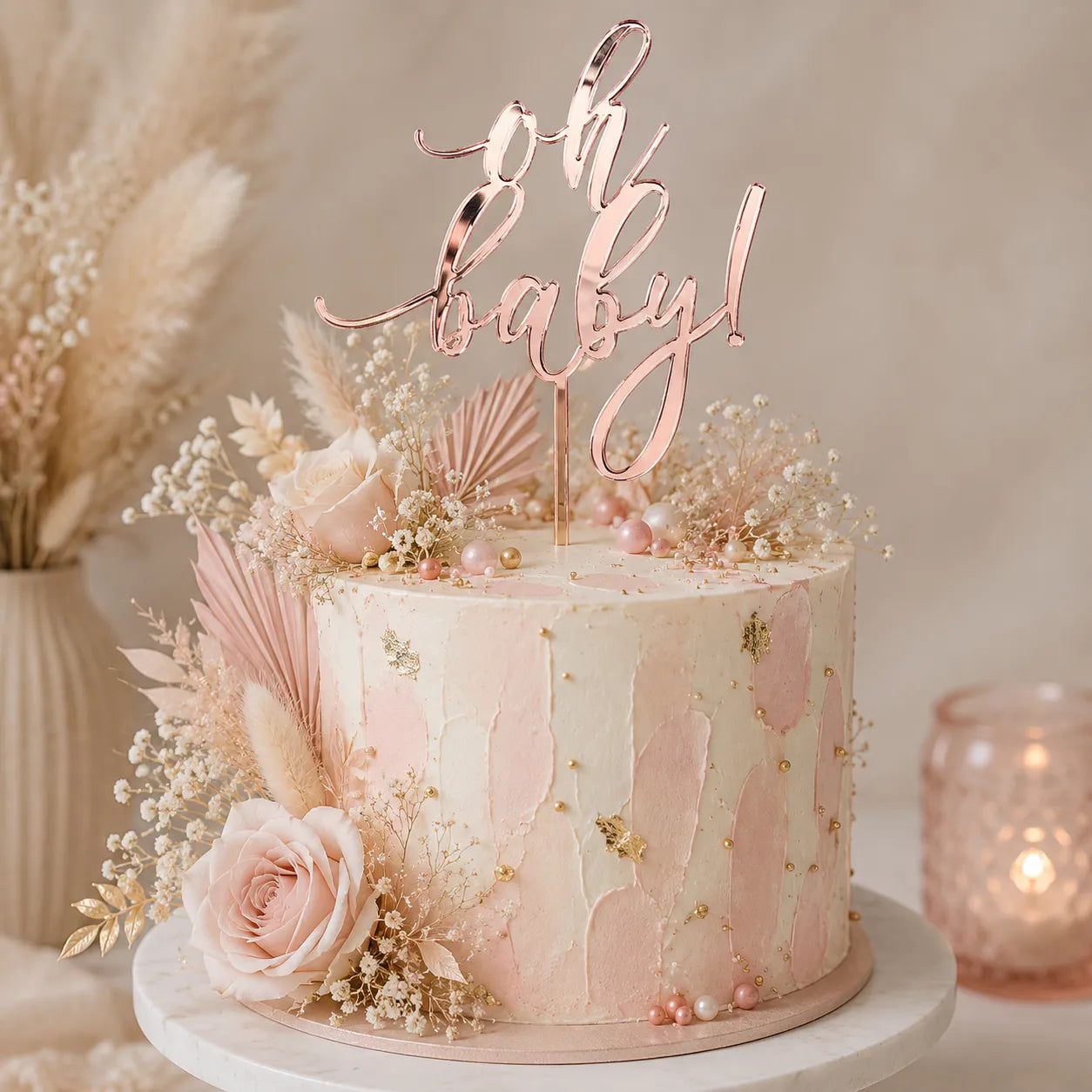 Cake Topper Oh Baby Rose Gold Unique