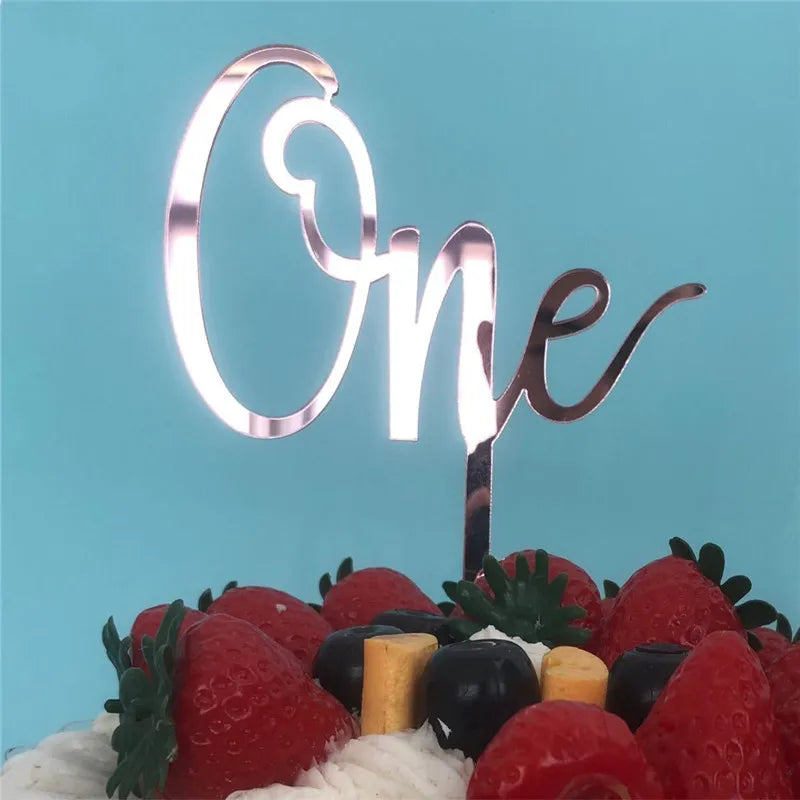 Cake Topper One Rose Gold Chic
