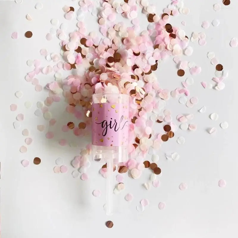 Canon à Confettis Baby Shower Rose Moderne