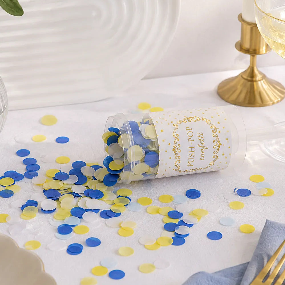 Canon à Confettis Bleu et Jaunes