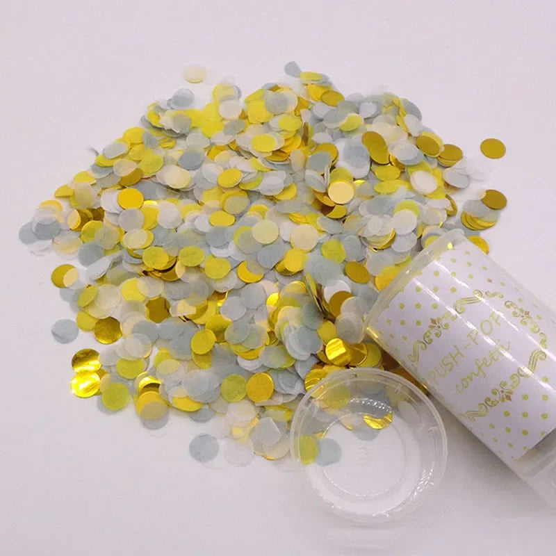 Canon à Confettis Gris et Dorés Chic