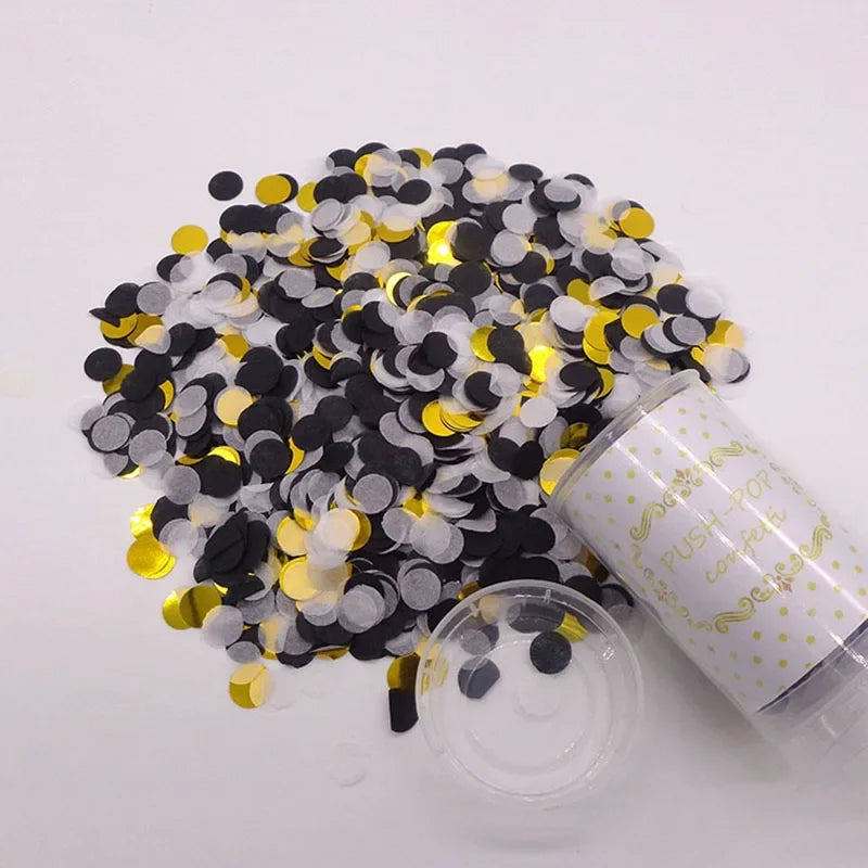 Canon à Confettis Noirs et Dorés Chic