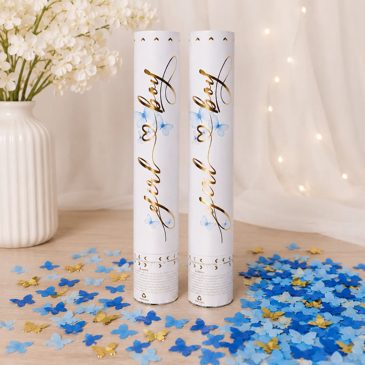Canon à Confettis Papillons Bleus