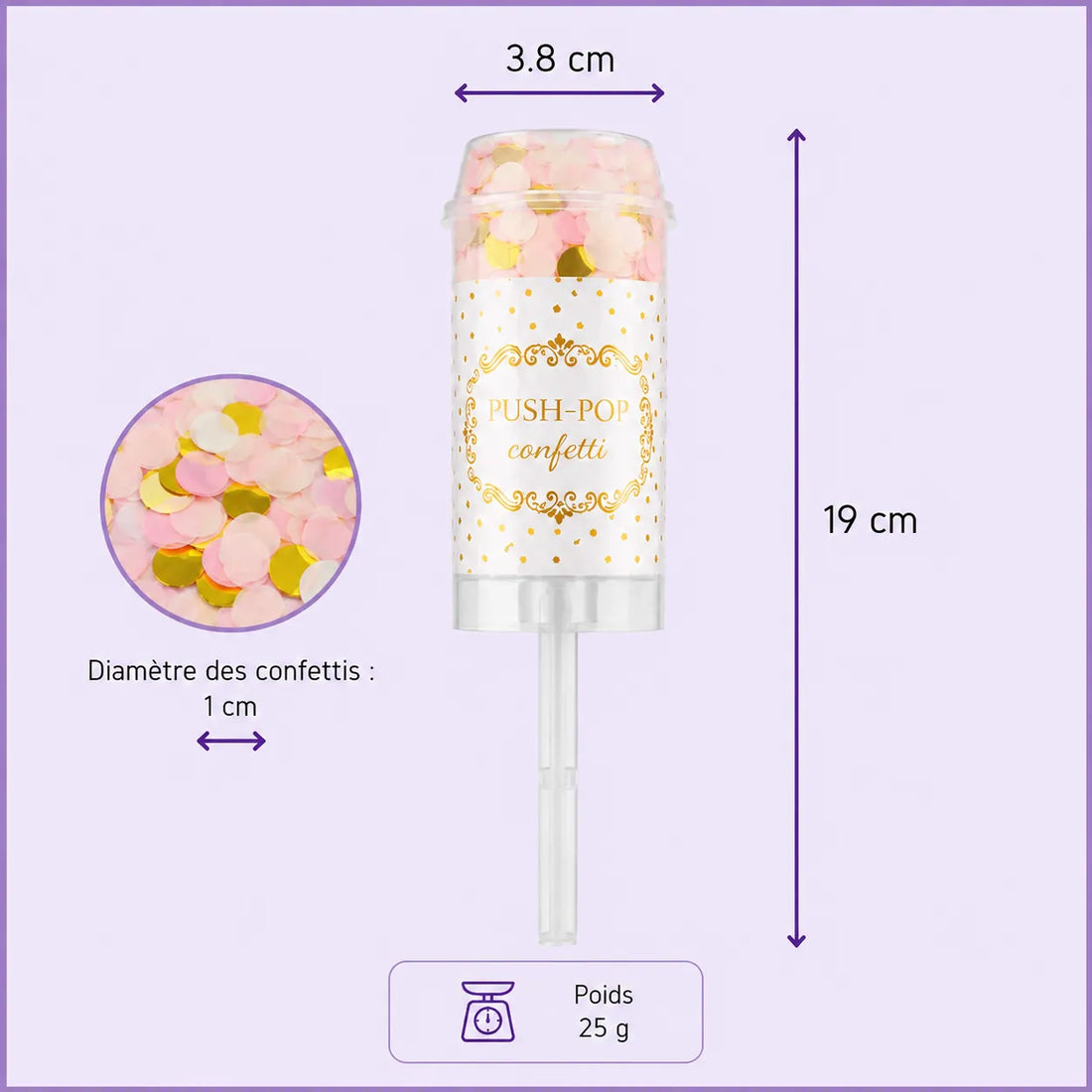 Canon à Confettis Rose Bonbon Moderne