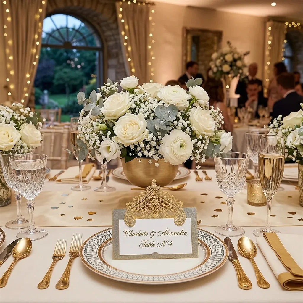 Carte pour Marque Place Mariage Doré Unique