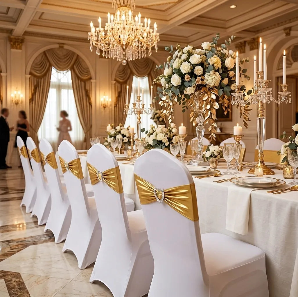 Ceinture de Chaise Mariage Dorée Cœur Elégant