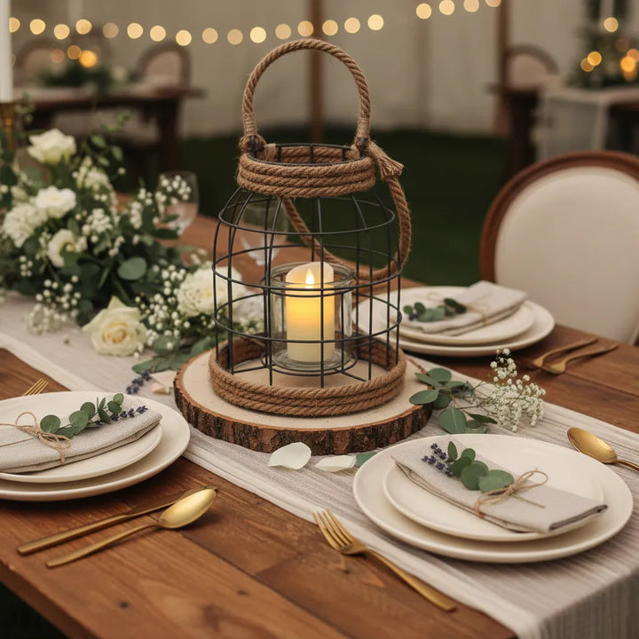 Centre de Table Bougeoir Mariage Champêtre