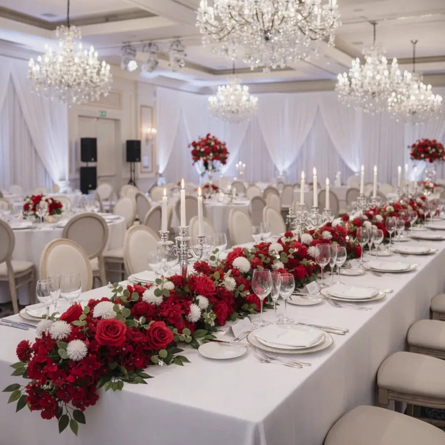 Centre de Table Floral Rouge et Blanc