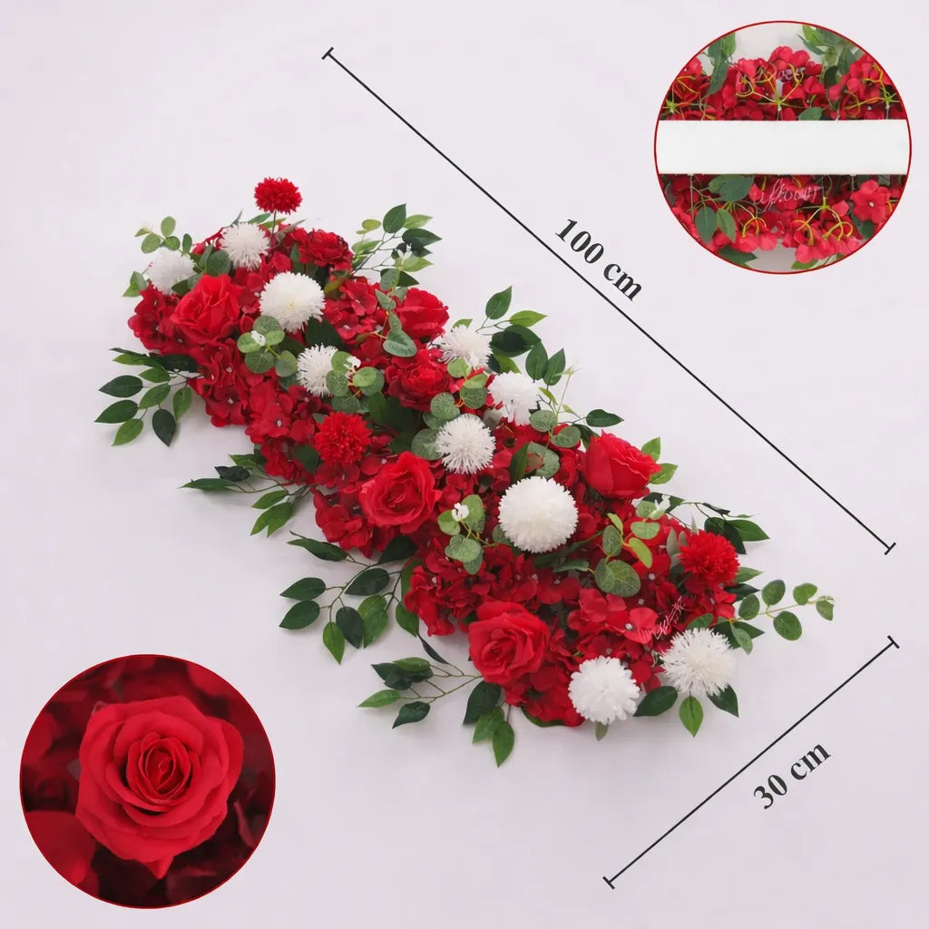 Centre de Table Floral Rouge et Blanc Elégant