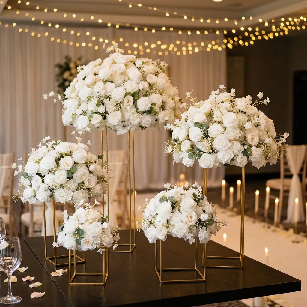 Centre de Table Mariage Blanc romantique Elégant