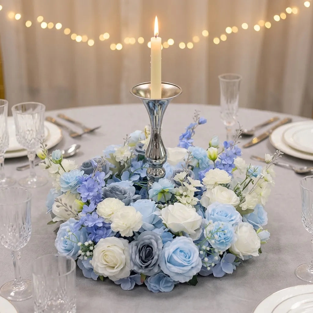 Centre de Table Mariage Bleu Design