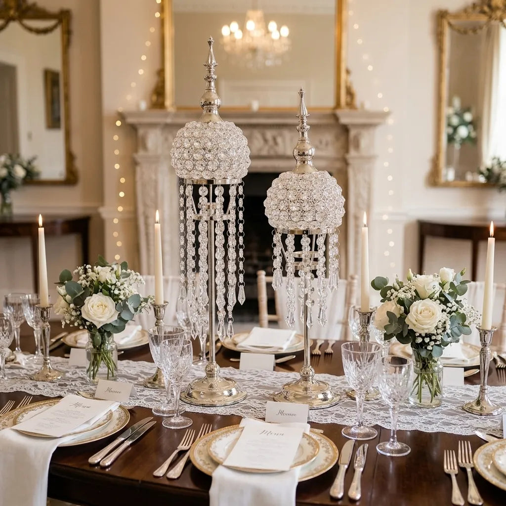 Centre de Table en Cristal Mariage Moderne
