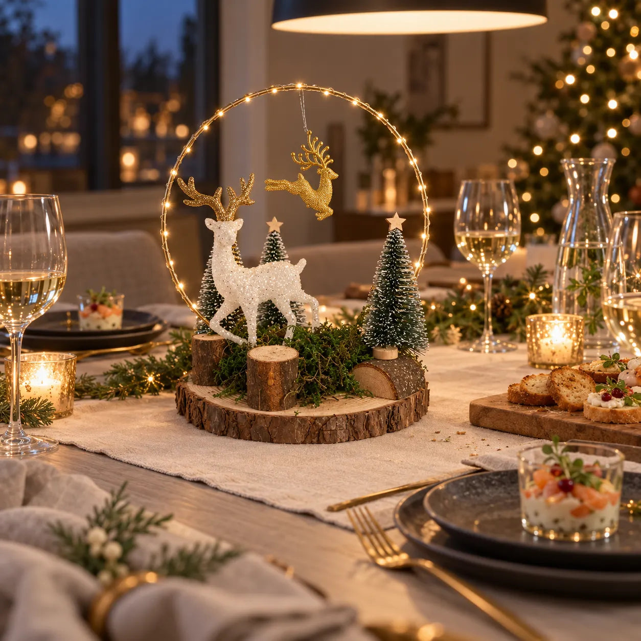 Centre de Table en Rondin de Bois Design