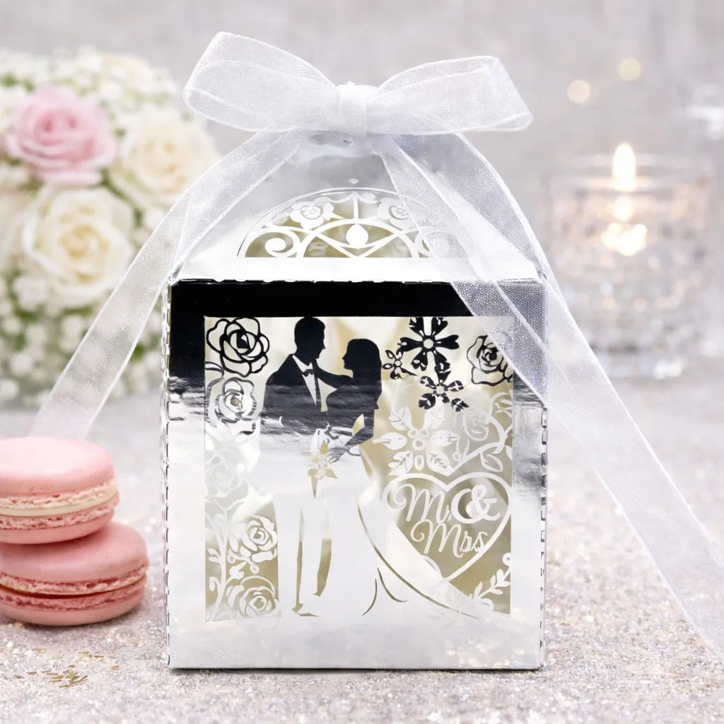 Boîte à Dragées Mariés Argentée