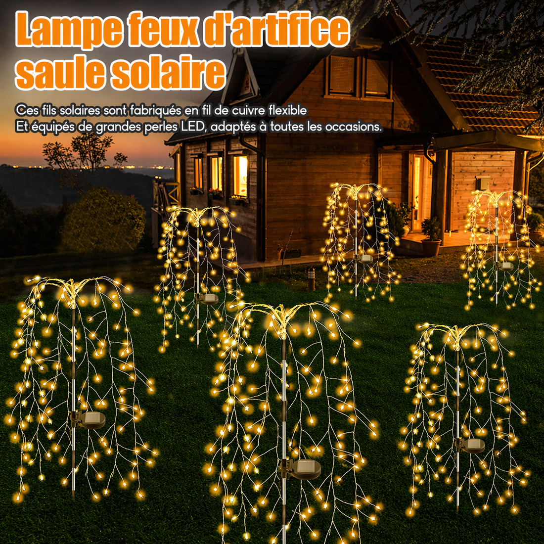 Piquet de Guirlande Feu d’Artifice Blanc Chaud