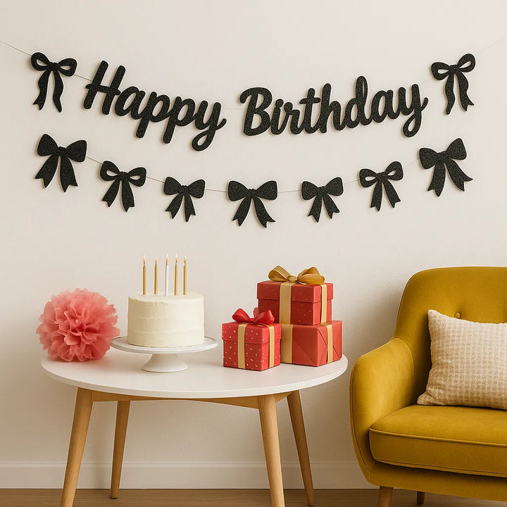 Guirlande Anniversaire Happy Birthday Noire