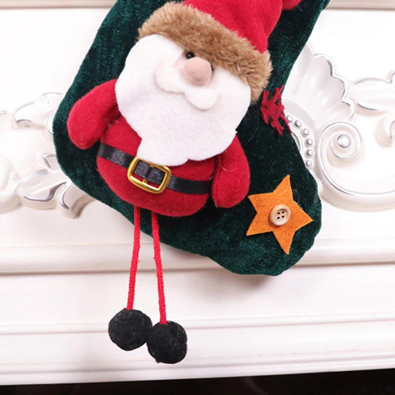 Chaussette Père Noël Verte douillet