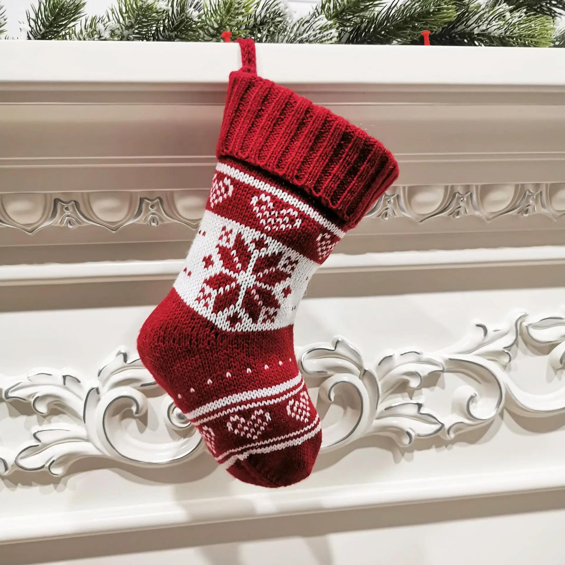 Chaussette de Noël Rouge Flocon