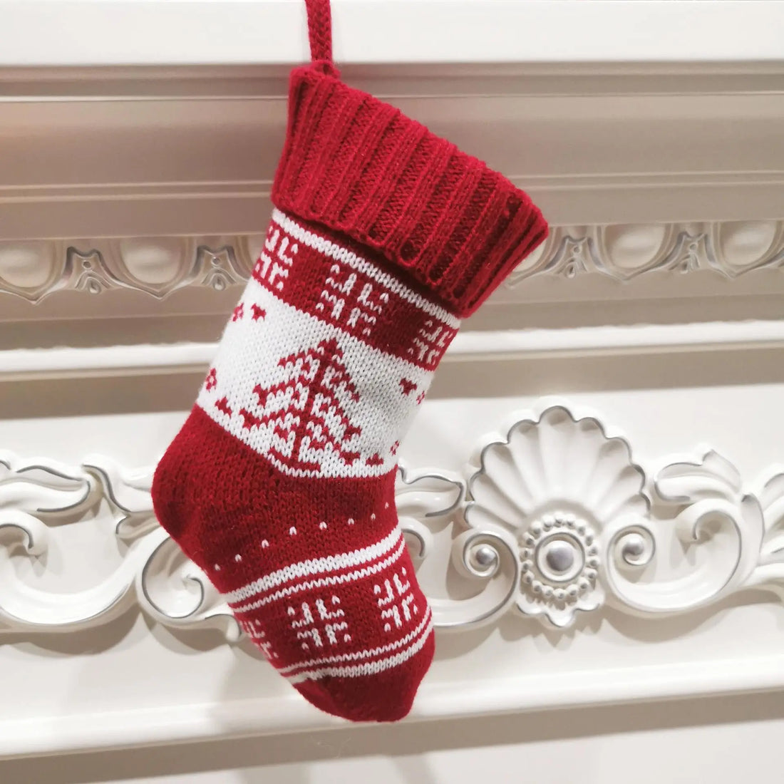 Chaussette de Noël Rouge Sapin