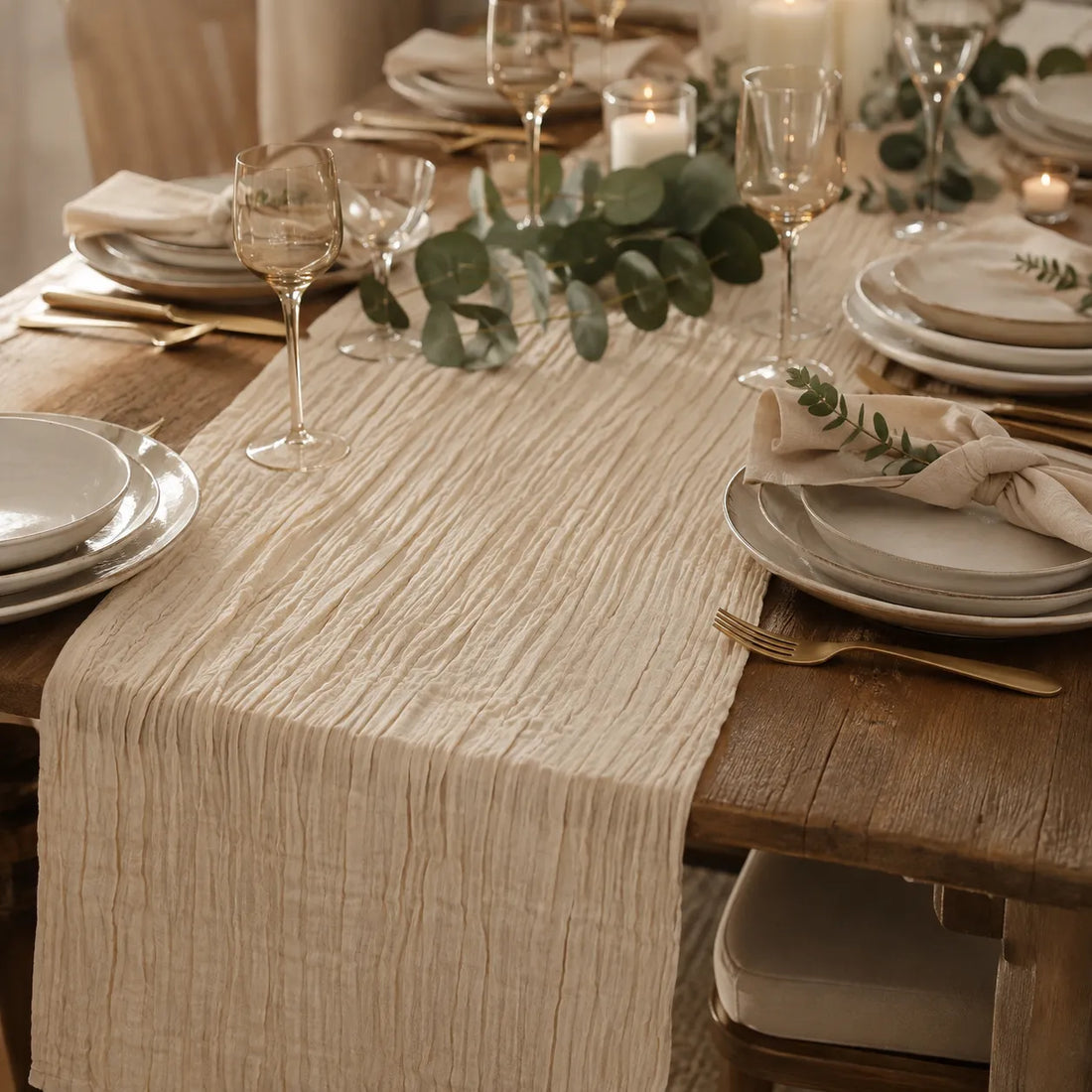 Chemin de Table Beige Mariage Design