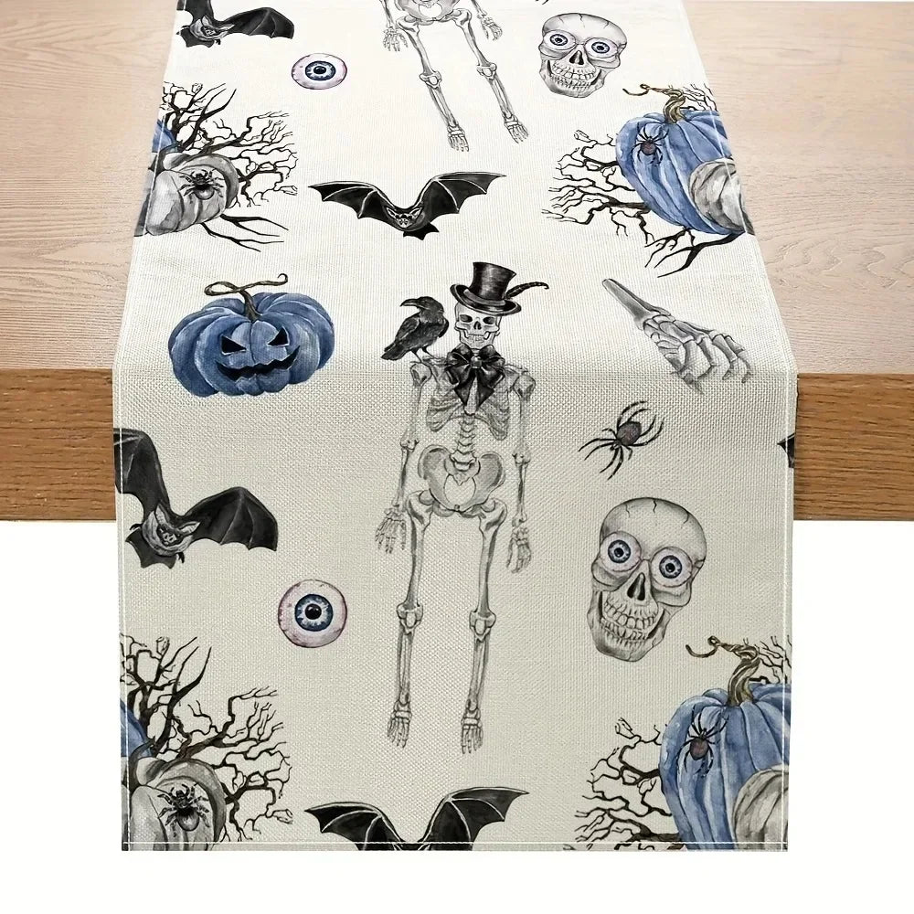 Chemin de Table Blanc Motif Halloween Chic