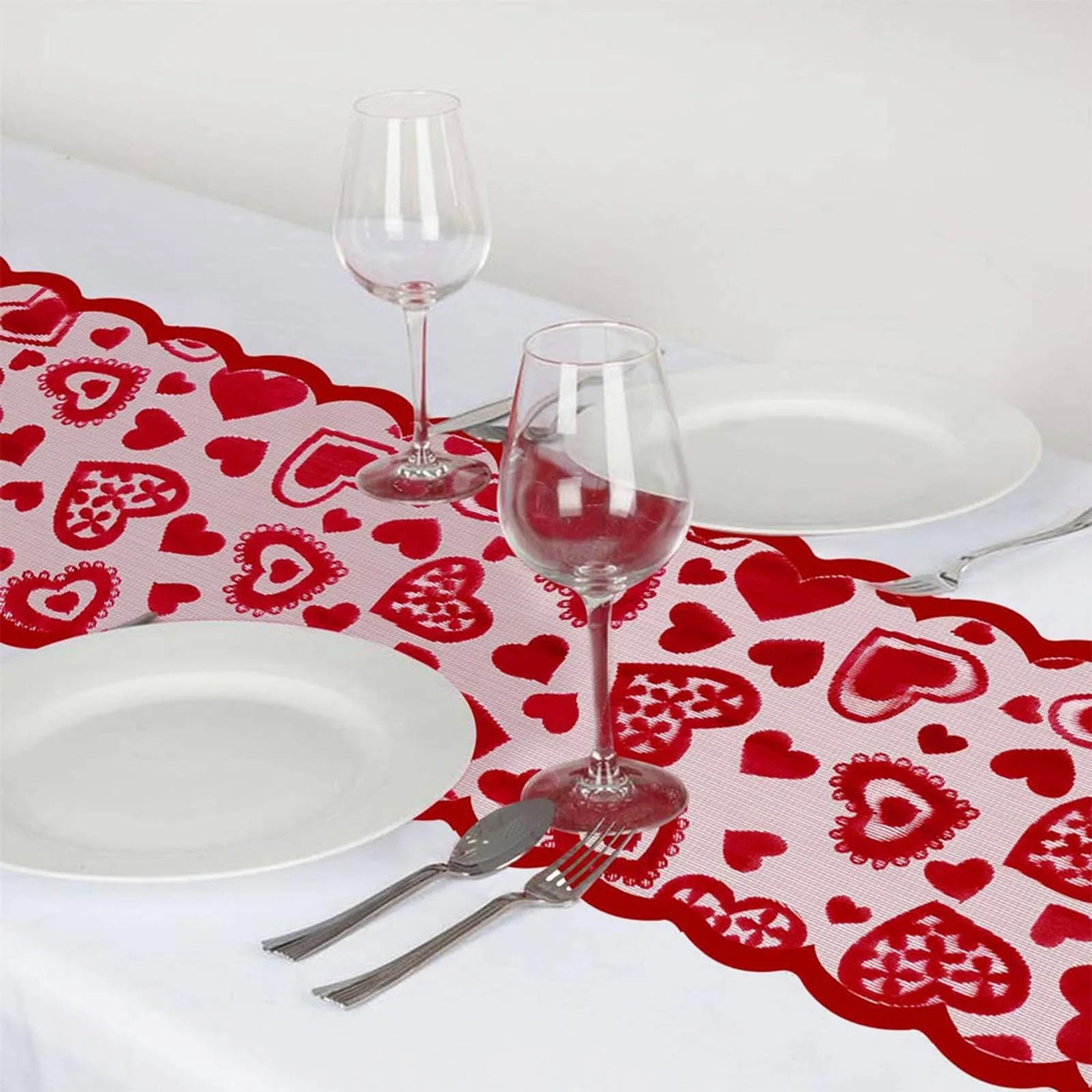 Chemin de Table Cœurs Rouge Raffiné durable
