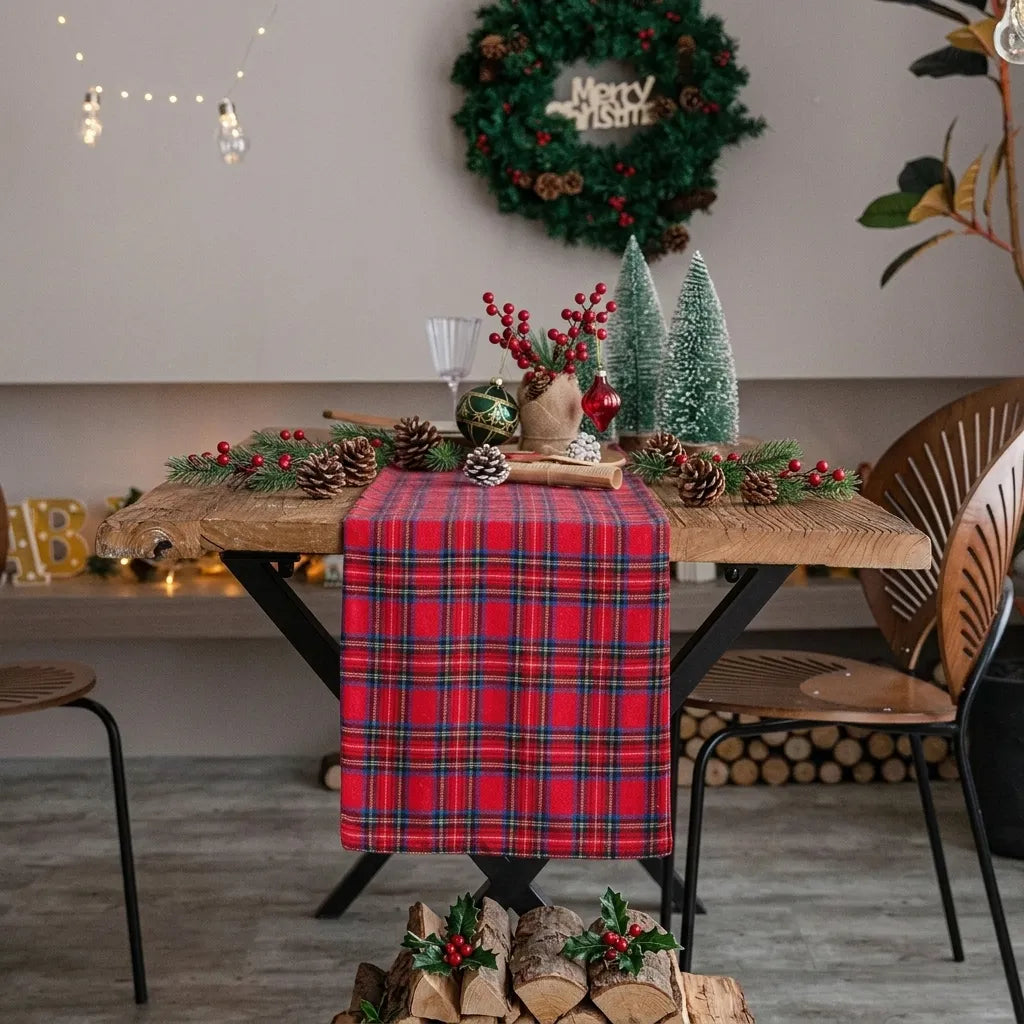 Chemin de Table Carreaux Noël Chic
