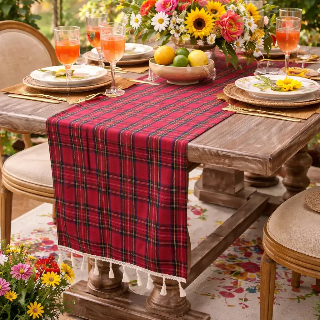 Chemin de Table Carreaux Rouge