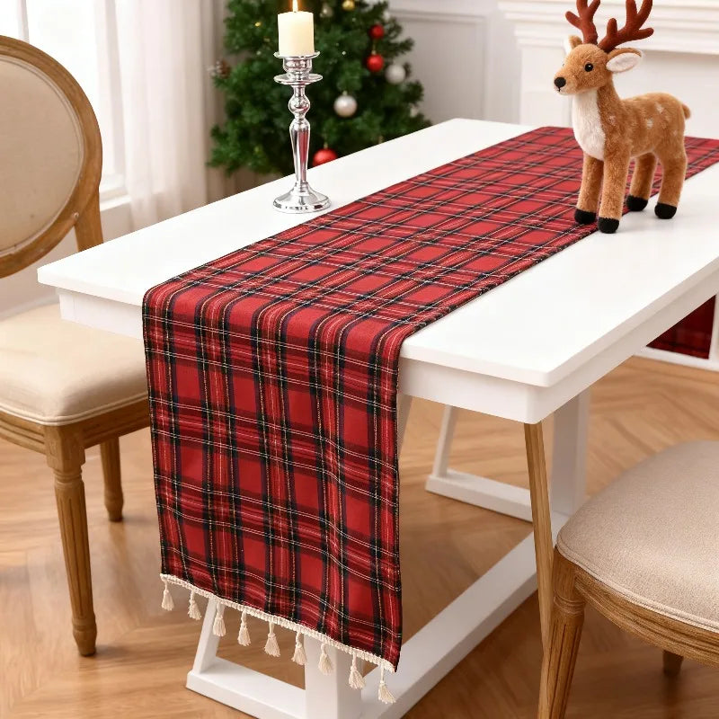 Chemin de Table Carreaux Rouge Polyvalent