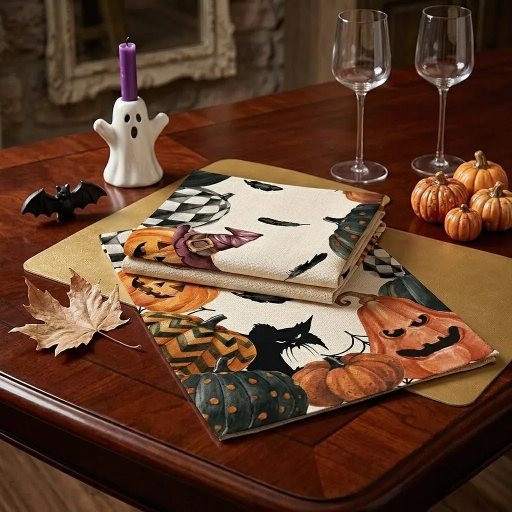 Chemin de Table Citrouilles Effrayantes Minimaliste