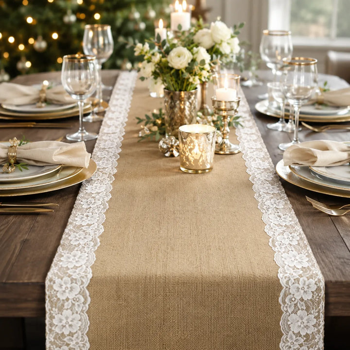 Chemin de Table Mariage Champêtre Neutre