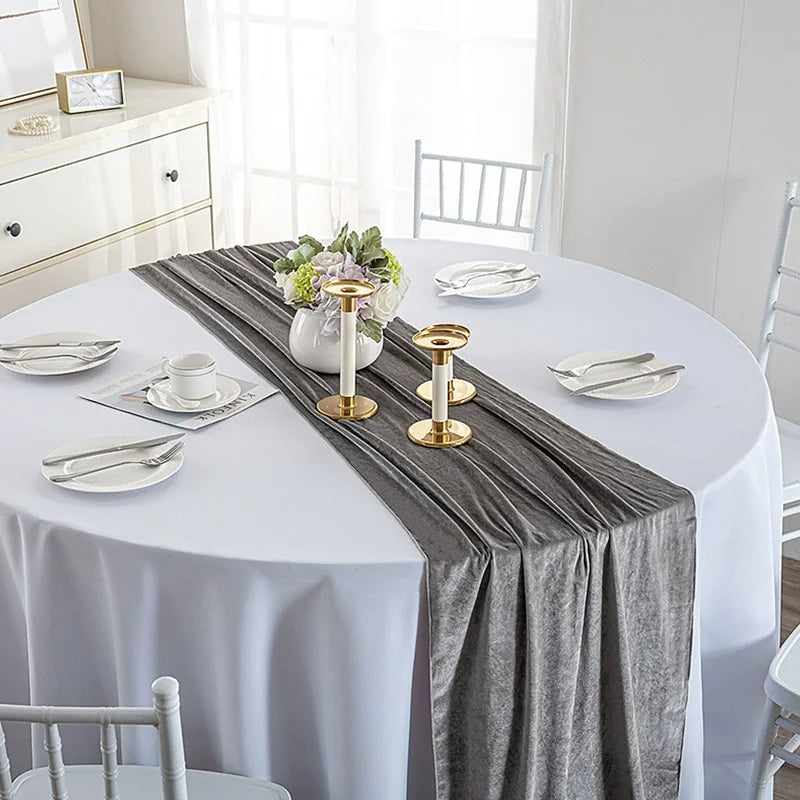 Chemin de Table Mariage Gris velouté Raffiné