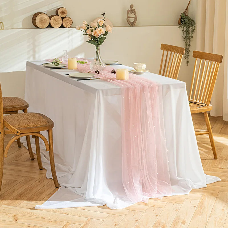 Chemin de Table Mariage Rose Douce