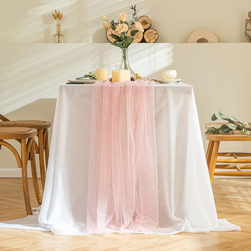 Chemin de Table Mariage Rose Raffiné