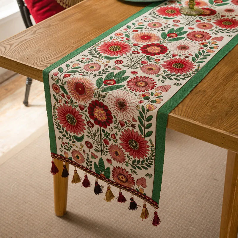 Chemin de Table Noël à Motifs Floraux