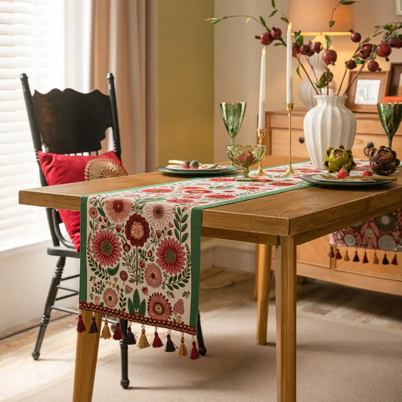 Chemin de Table Noël à Motifs Floraux