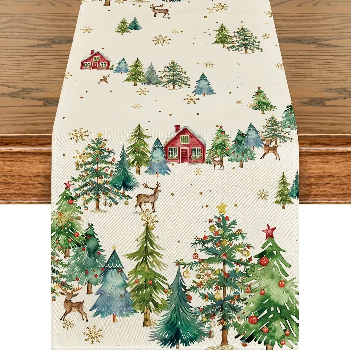 Chemin de Table Noël Paysage d’Hiver Blanc