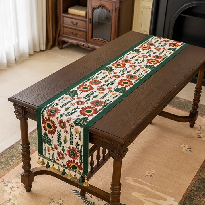 Chemin de Table Noël Vert à Fleurs