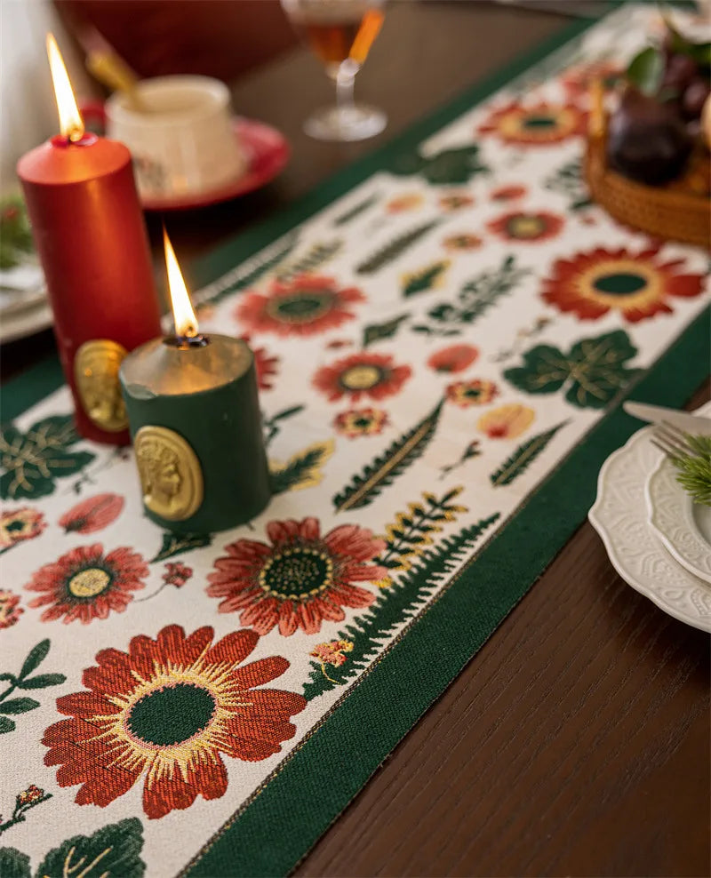 Chemin de Table Noël Vert à Fleurs Elégant