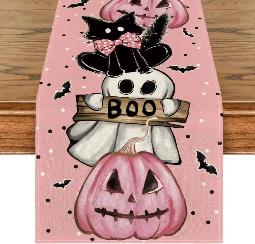 Chemin de Table Rose Halloween ludique